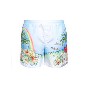 Casablanca Men Printed Technical Fabric Aloha Swim Shorts